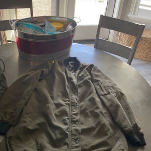 Green winter trench coat